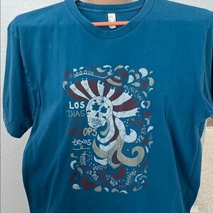 Blue Graphic T-Shirt with Devops Dia de los muertos Design